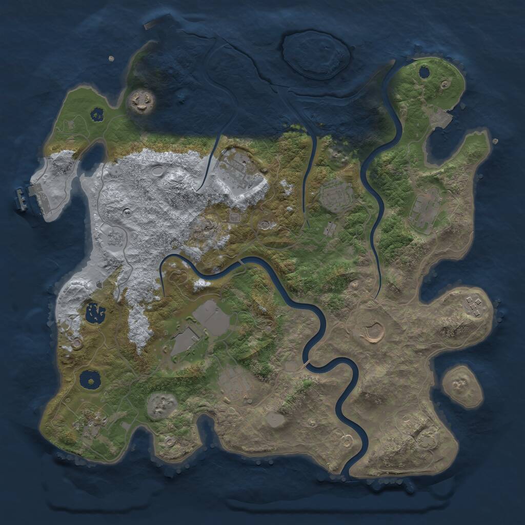 Rust Map: Procedural Map, Size: 3800, Seed: 38478, 16 Monuments