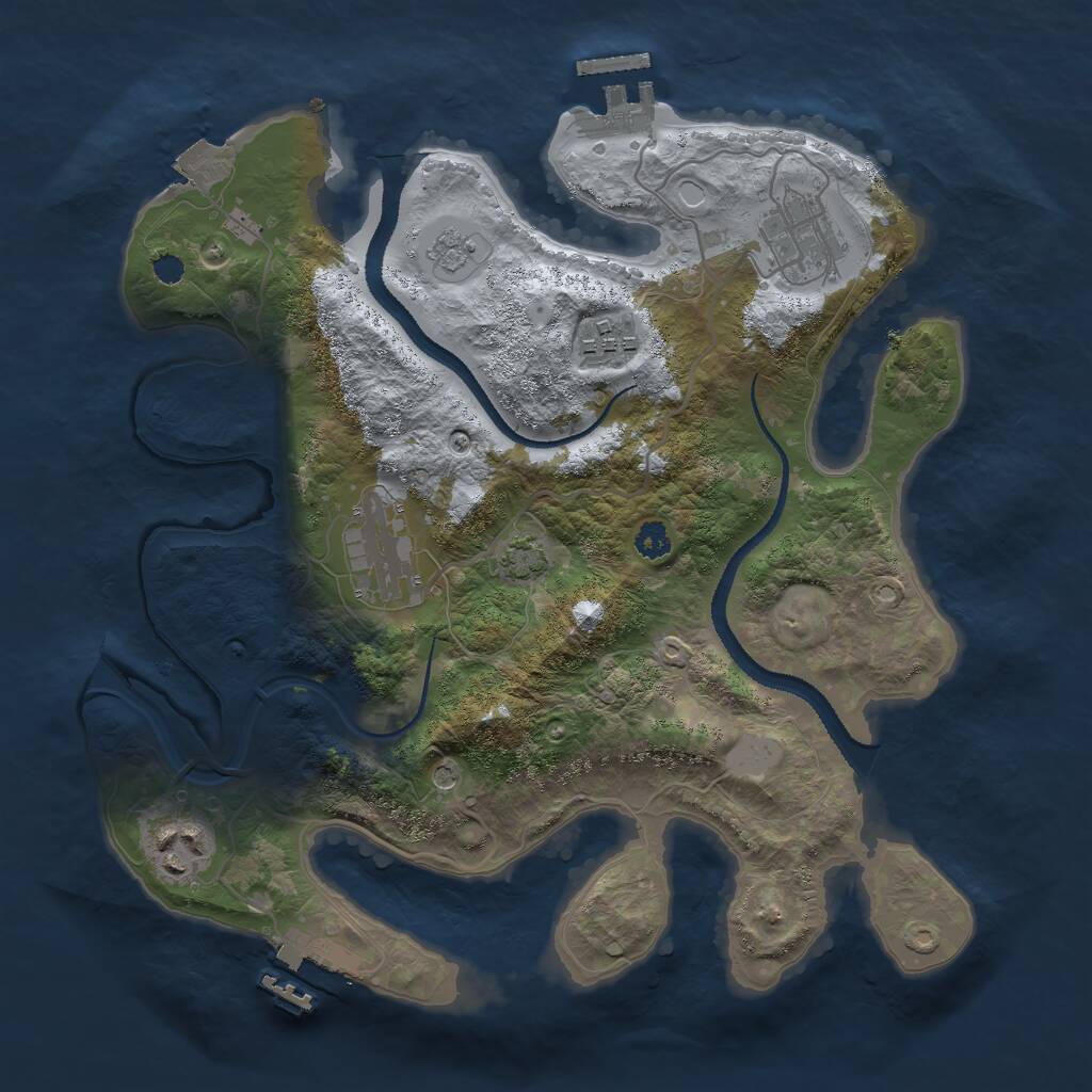Rust Map: Procedural Map, Size: 3000, Seed: 8866869, 10 Monuments