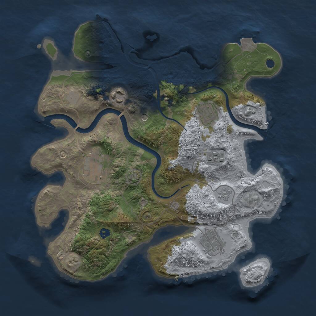 Rust Map: Procedural Map, Size: 3000, Seed: 1135801539, 9 Monuments