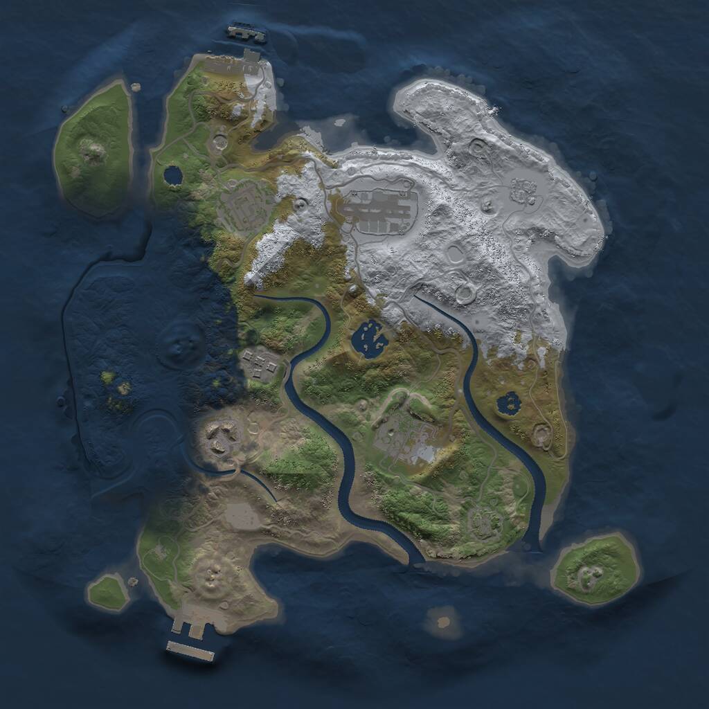Rust Map: Procedural Map, Size: 3000, Seed: 2030836619, 12 Monuments