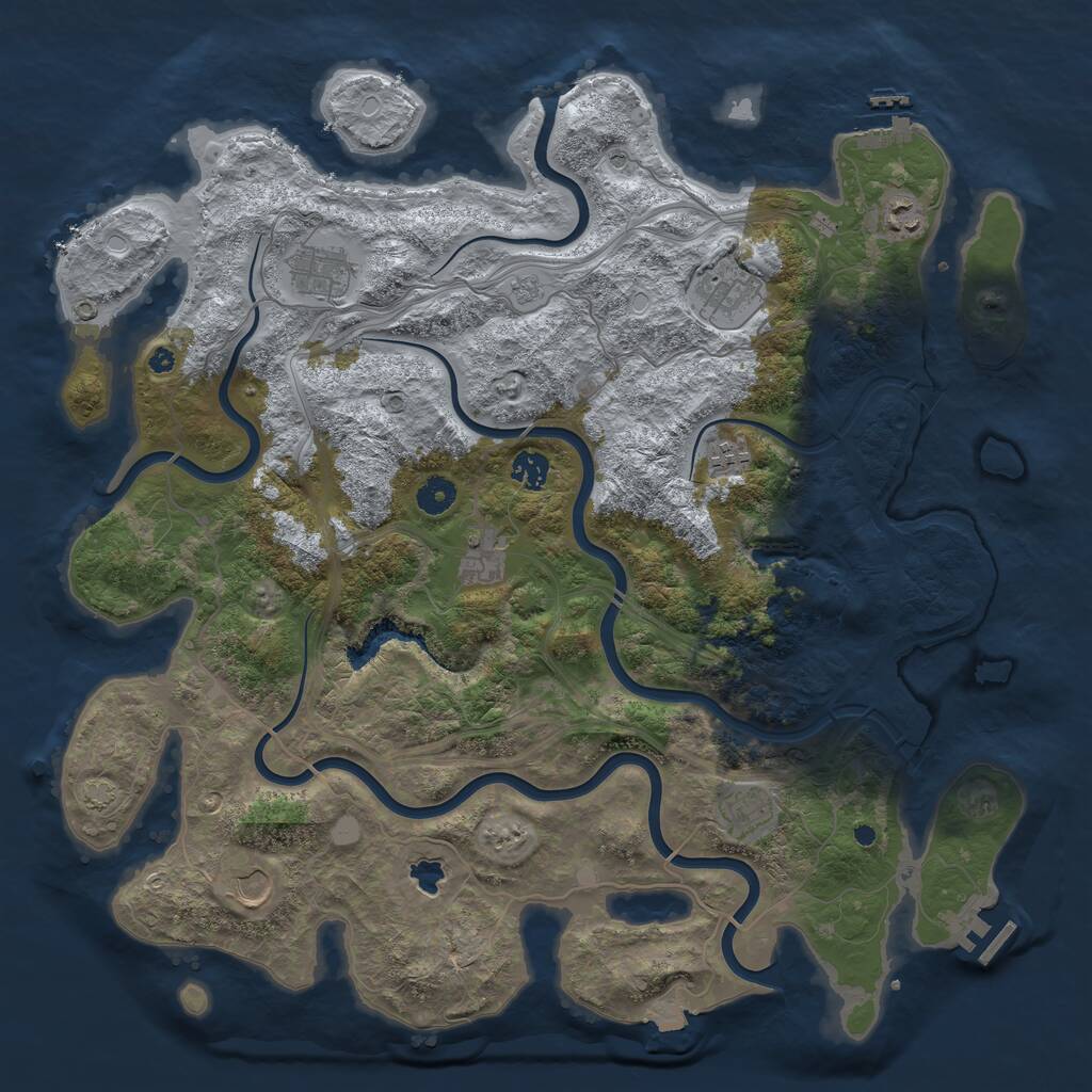 Rust Map: Procedural Map, Size: 4300, Seed: 1969017959, 14 Monuments