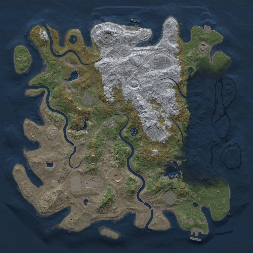 Rust Map: Procedural Map, Size: 4500, Seed: 2058133901, 15 Monuments