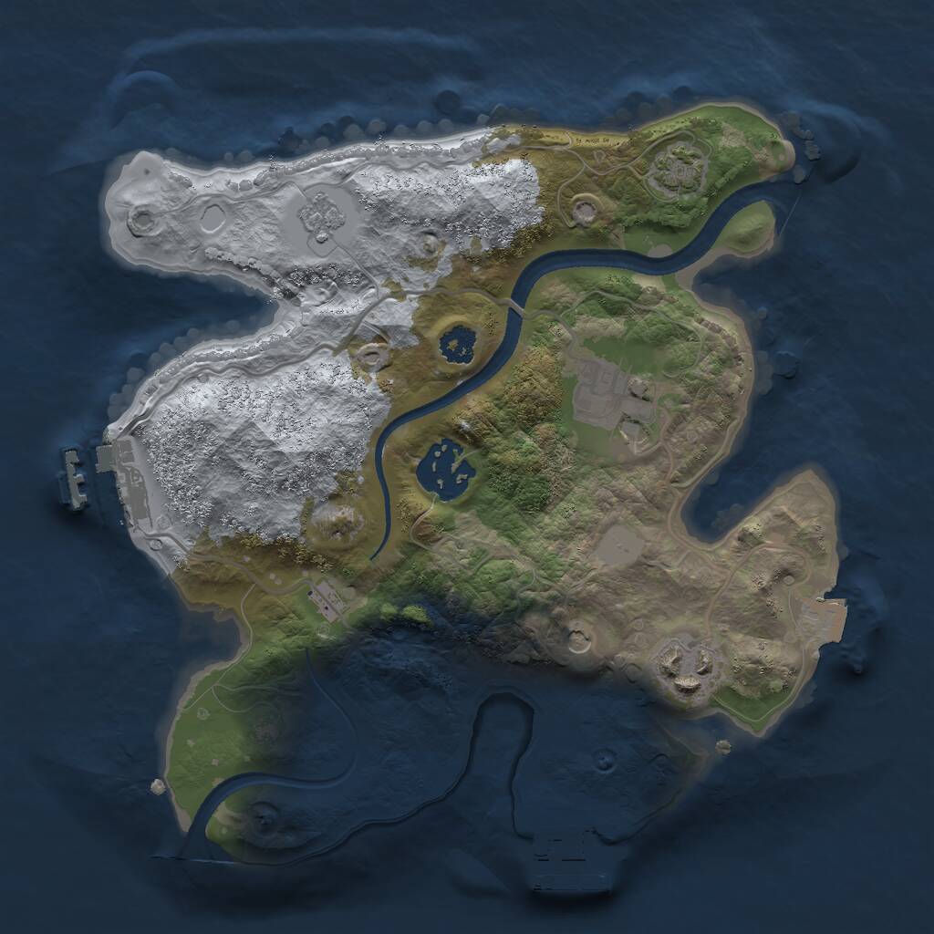 Rust Map: Procedural Map, Size: 2500, Seed: 577049559, 9 Monuments