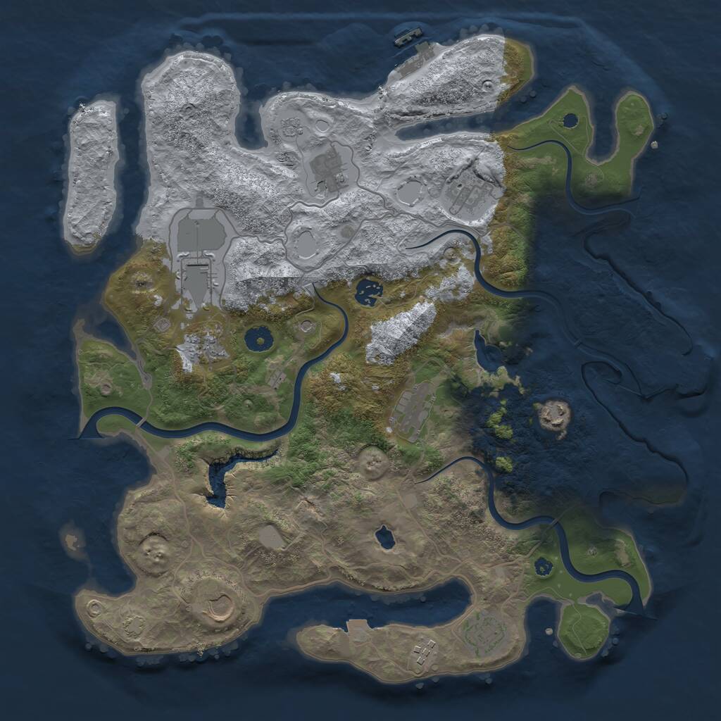 Rust Map: Procedural Map, Size: 4000, Seed: 64139, 16 Monuments