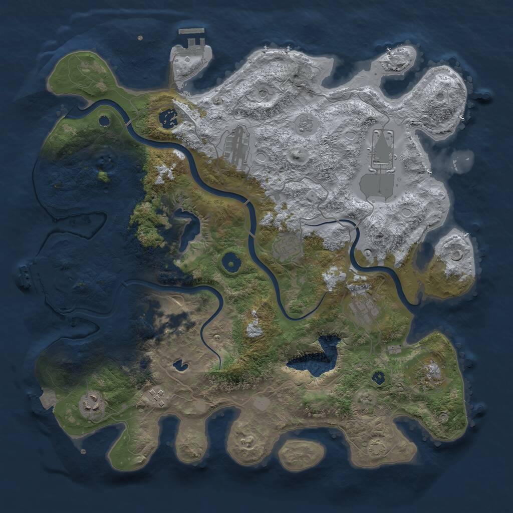 Rust Map: Procedural Map, Size: 4000, Seed: 1239847123, 15 Monuments