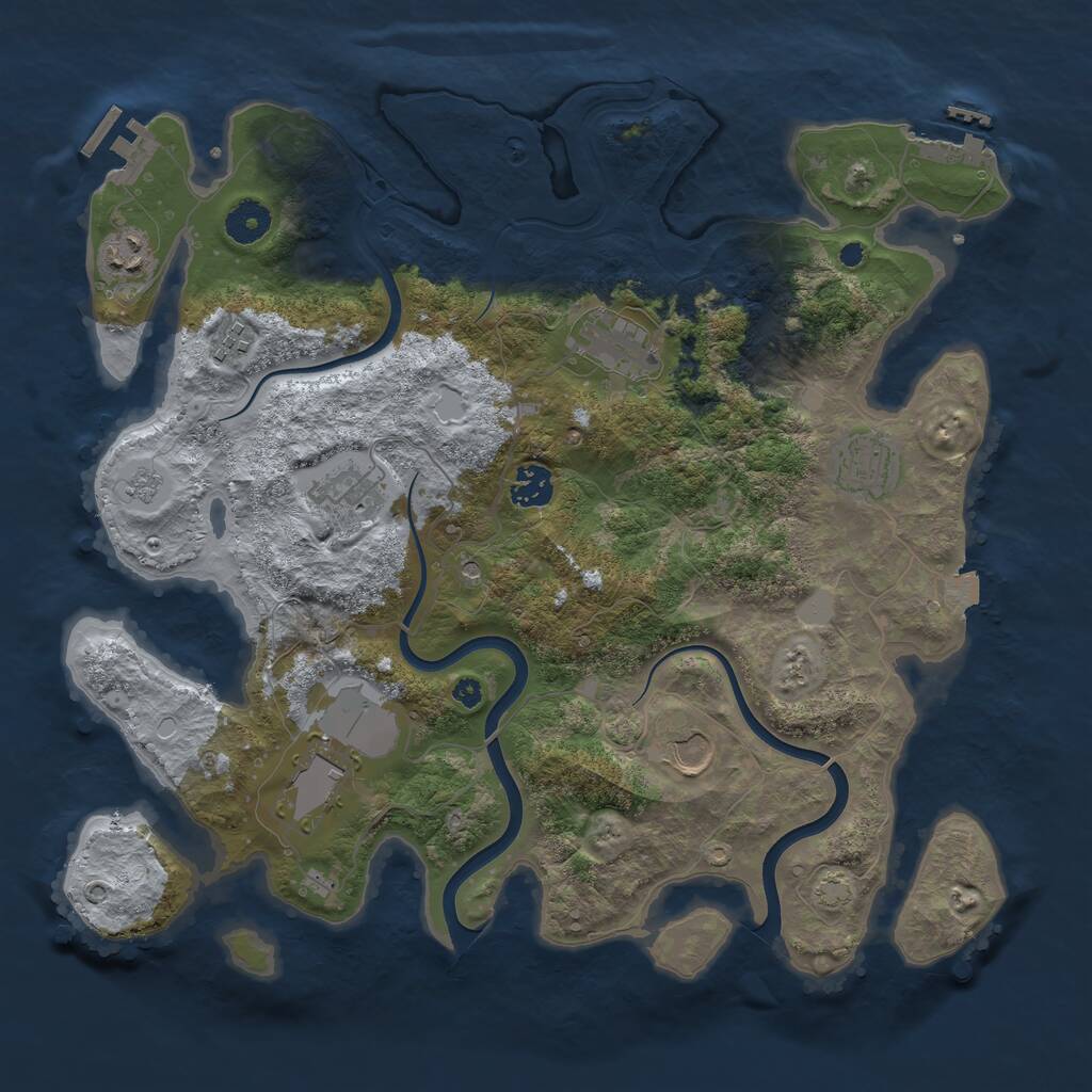 Rust Map: Procedural Map, Size: 3800, Seed: 749202, 14 Monuments