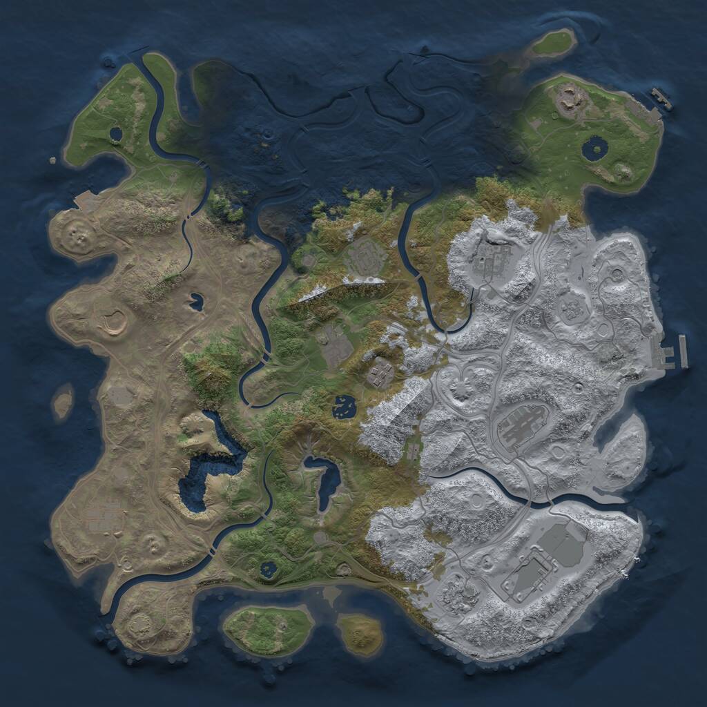 Rust Map: Procedural Map, Size: 4250, Seed: 1332858246, 17 Monuments