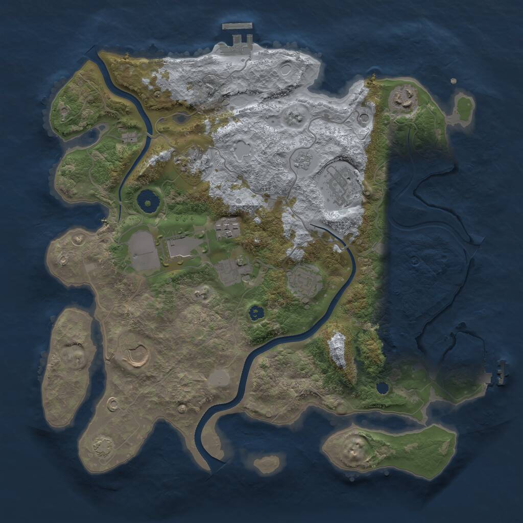 Rust Map: Procedural Map, Size: 3500, Seed: 495482405, 14 Monuments