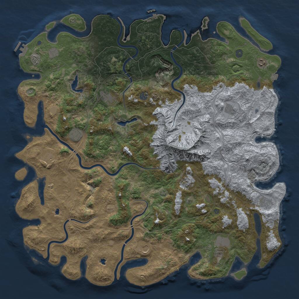 Rust Map: Procedural Map, Size: 5600, Seed: 107512394, 19 Monuments
