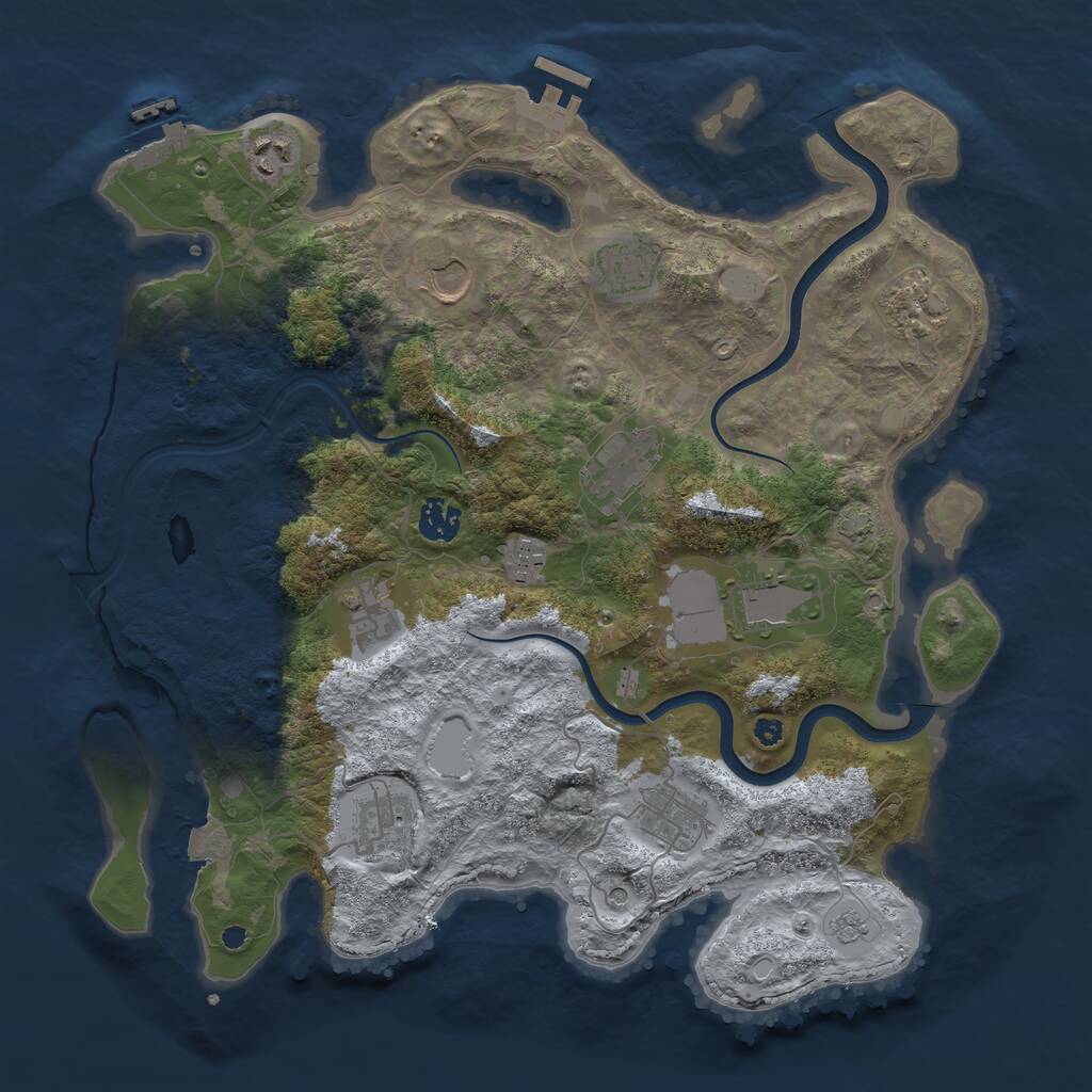 Rust Map: Procedural Map, Size: 3800, Seed: 3811, 17 Monuments