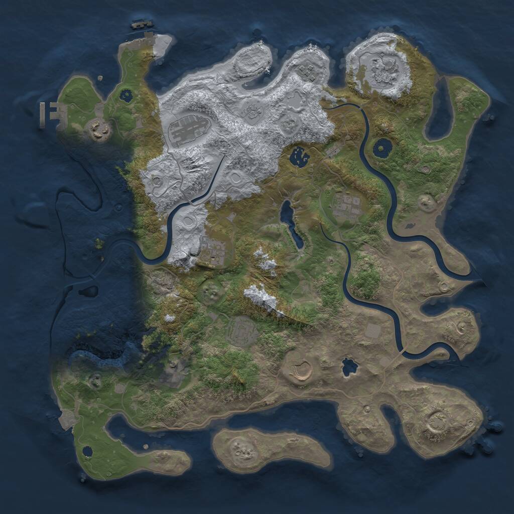Rust Map: Procedural Map, Size: 4000, Seed: 1306687441, 16 Monuments