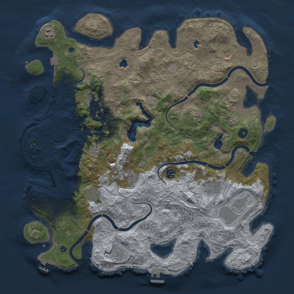 Rust Map: Procedural Map, Size: 4500, Seed: 23457212, 17 Monuments