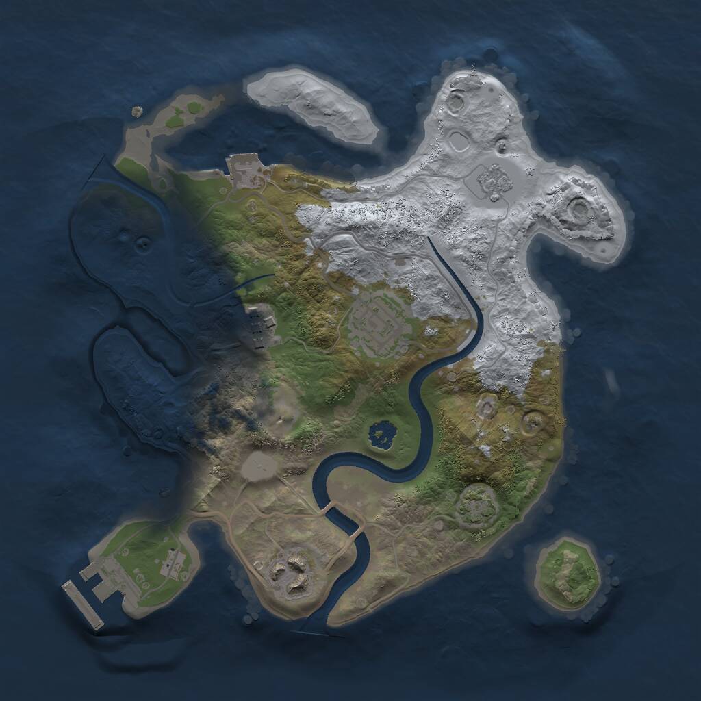 Rust Map: Procedural Map, Size: 2500, Seed: 1140375045, 7 Monuments