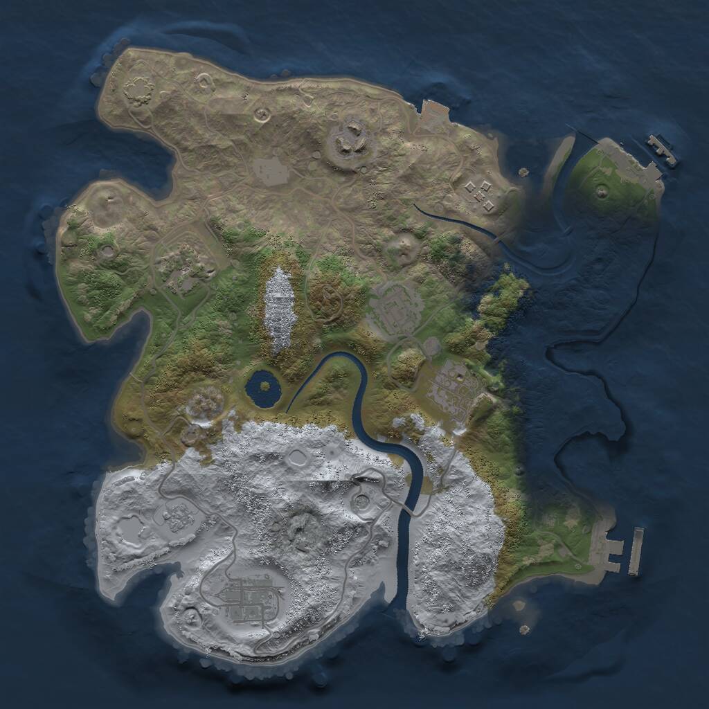 Rust Map: Procedural Map, Size: 3000, Seed: 2055174690, 12 Monuments