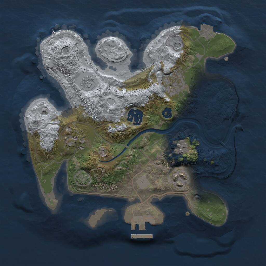 Rust Map: Procedural Map, Size: 2500, Seed: 443067565, 10 Monuments