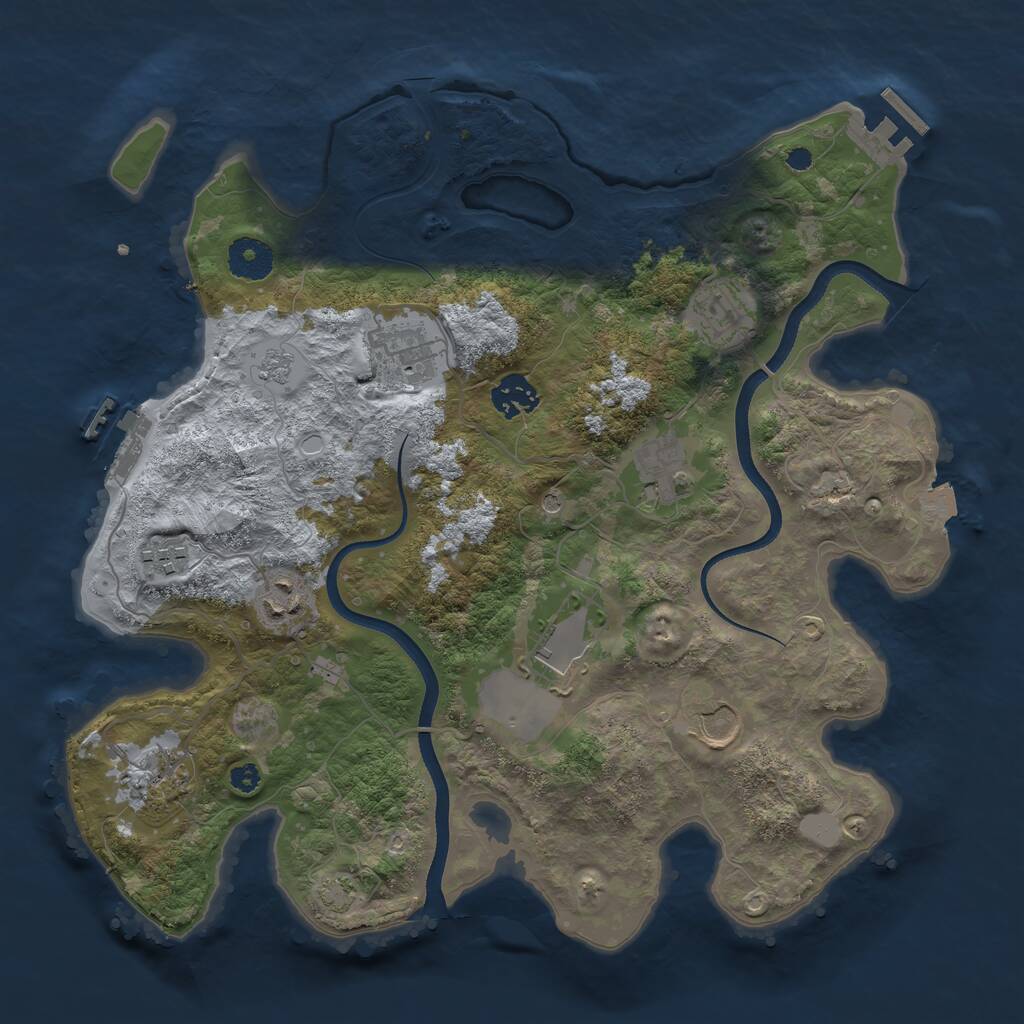 Rust Map: Procedural Map, Size: 3500, Seed: 444430771, 15 Monuments