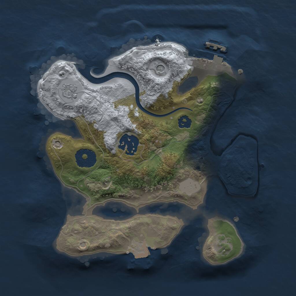 Rust Map: Procedural Map, Size: 2200, Seed: 63465, 5 Monuments