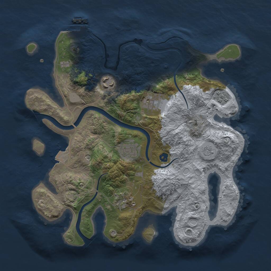 Rust Map: Procedural Map, Size: 3000, Seed: 275178708, 10 Monuments