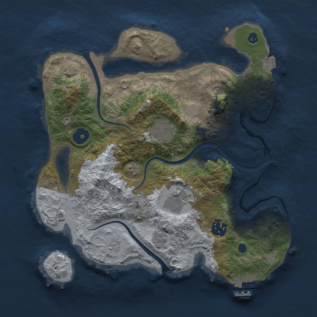 Rust Map: Procedural Map, Size: 3000, Seed: 1408084365, 9 Monuments