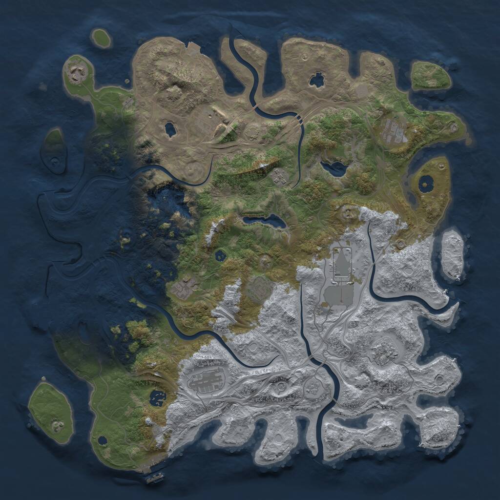 Rust Map: Procedural Map, Size: 4500, Seed: 22575817, 16 Monuments