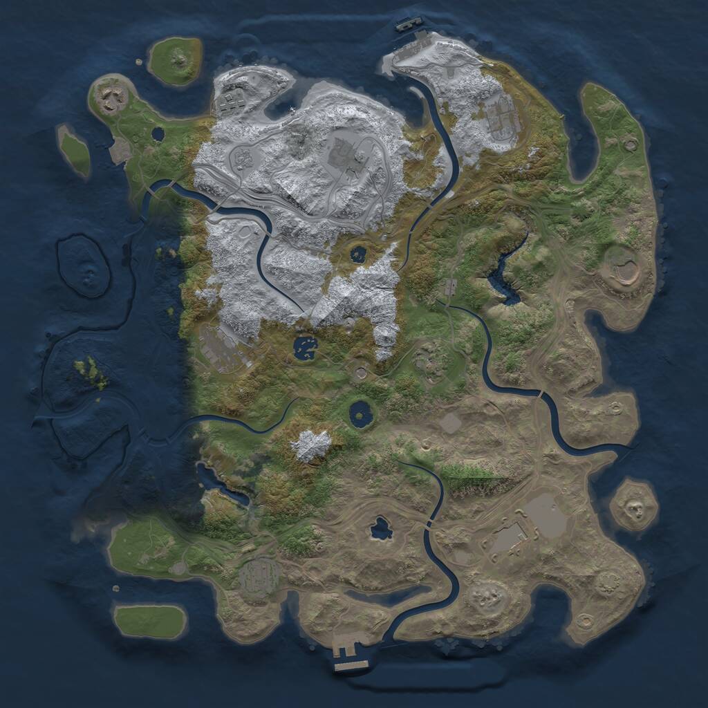 Rust Map: Procedural Map, Size: 4250, Seed: 3935529, 16 Monuments