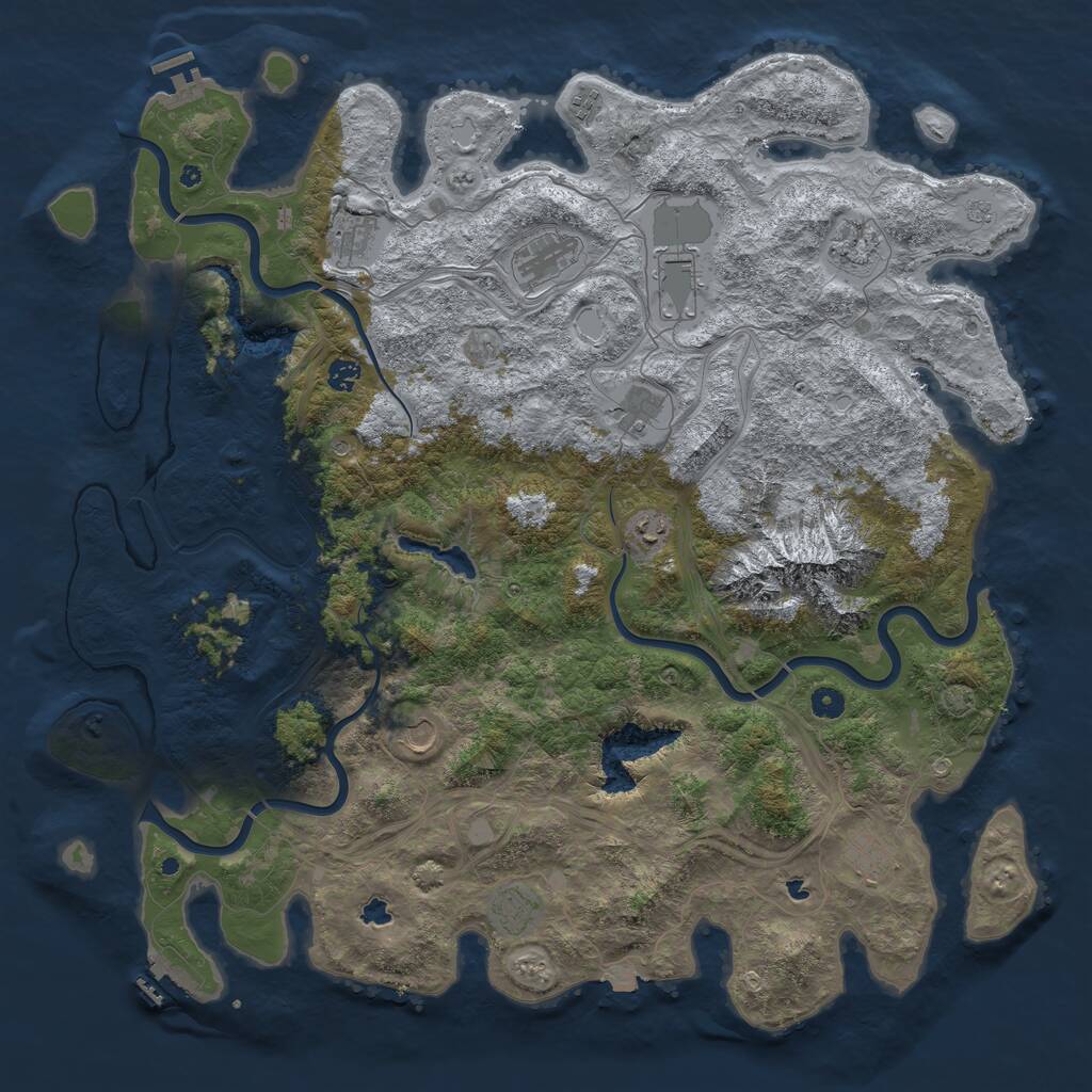 Rust Map: Procedural Map, Size: 5000, Seed: 656789, 17 Monuments
