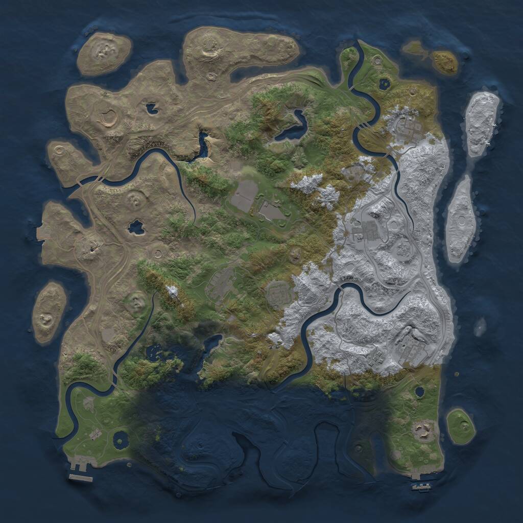 Rust Map: Procedural Map, Size: 4500, Seed: 964884195, 16 Monuments
