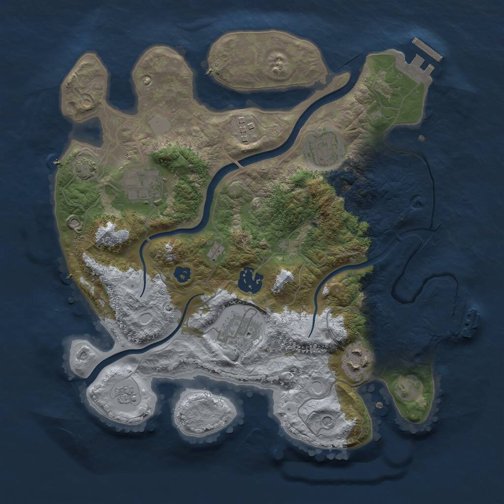 Rust Map: Procedural Map, Size: 3000, Seed: 23333, 12 Monuments