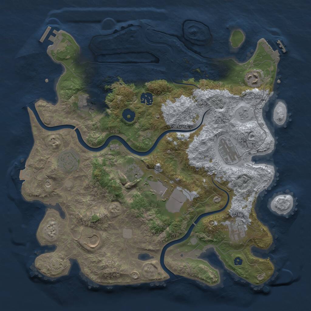 Rust Map: Procedural Map, Size: 3600, Seed: 1012564815, 16 Monuments