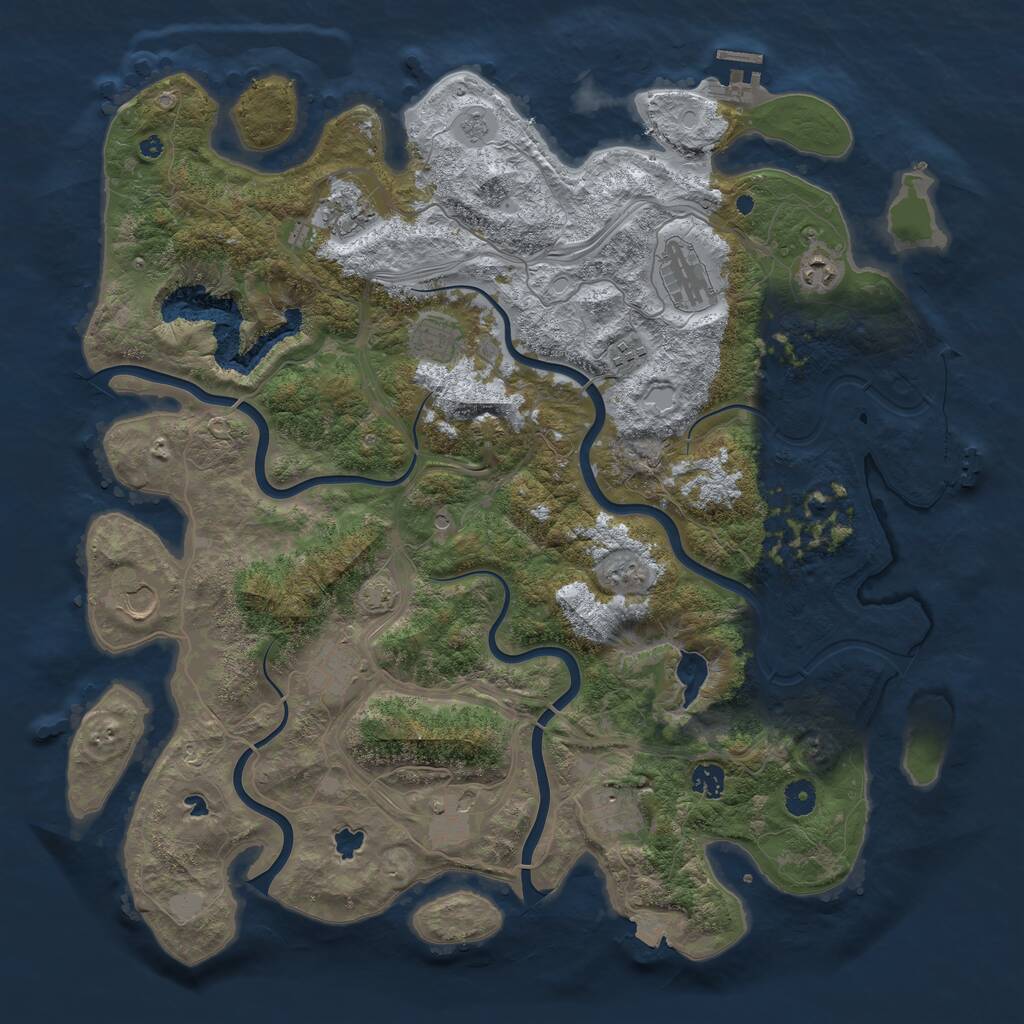 Rust Map: Procedural Map, Size: 4500, Seed: 1238467550, 16 Monuments