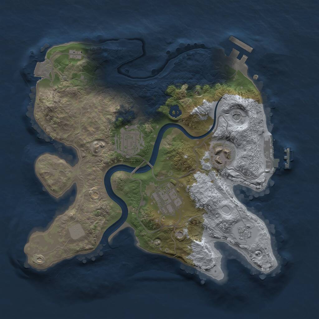 Rust Map: Procedural Map, Size: 2500, Seed: 985638646, 8 Monuments