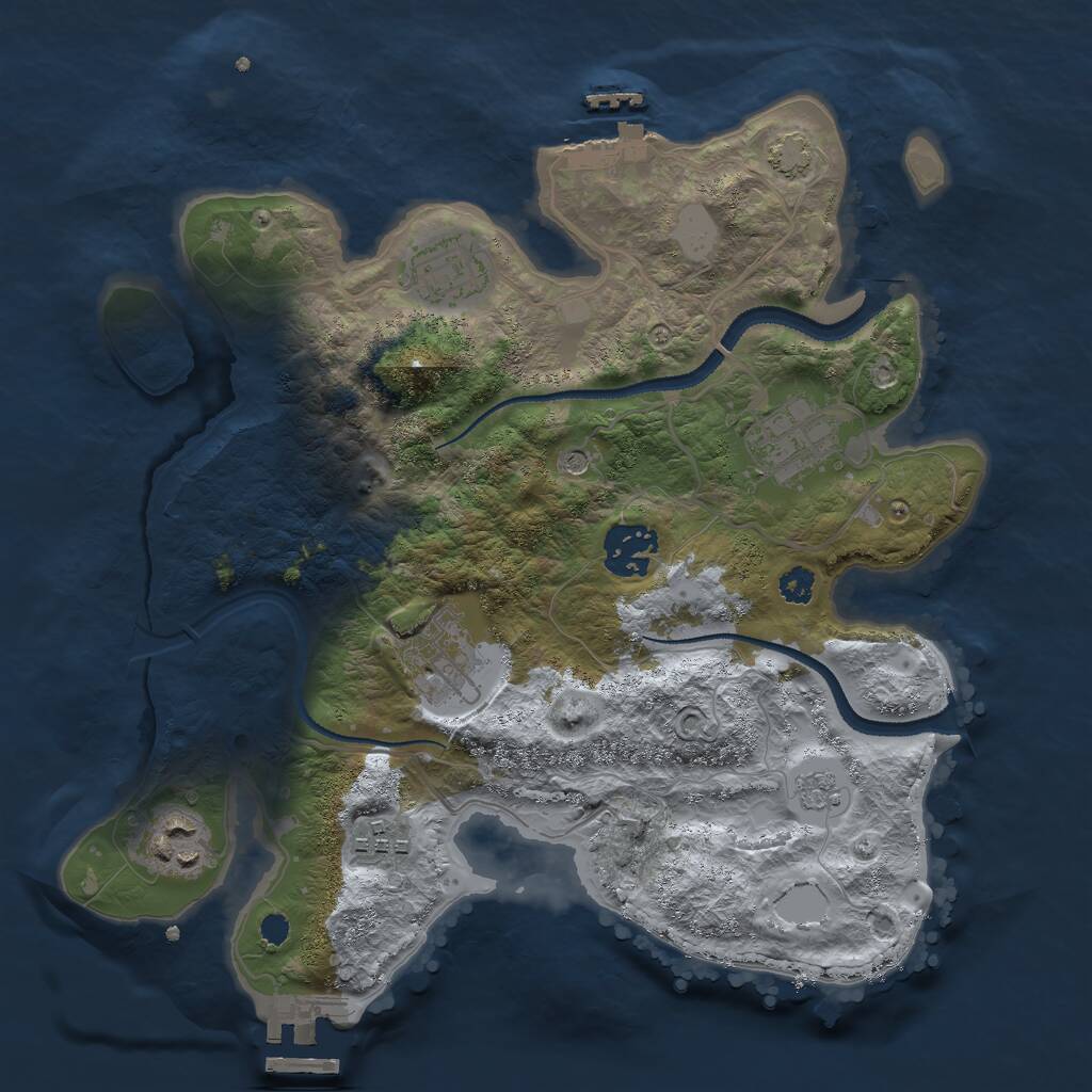 Rust Map: Procedural Map, Size: 3000, Seed: 349195, 12 Monuments
