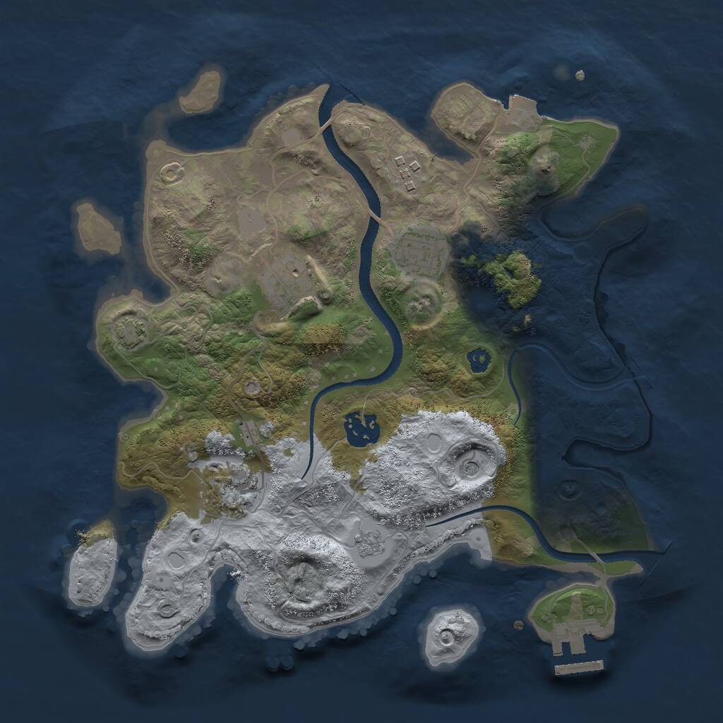 Rust Map: Procedural Map, Size: 3000, Seed: 99772, 10 Monuments