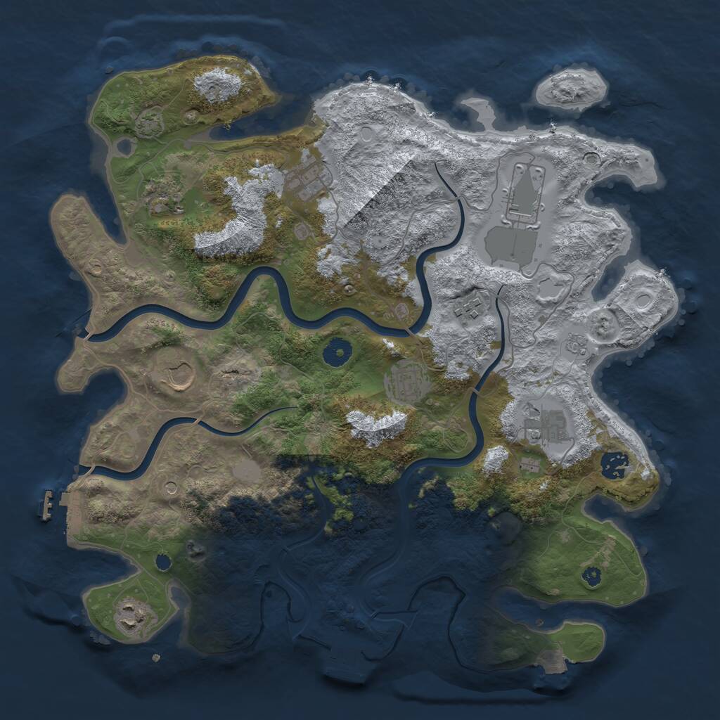 Rust Map: Procedural Map, Size: 3800, Seed: 240013323, 15 Monuments