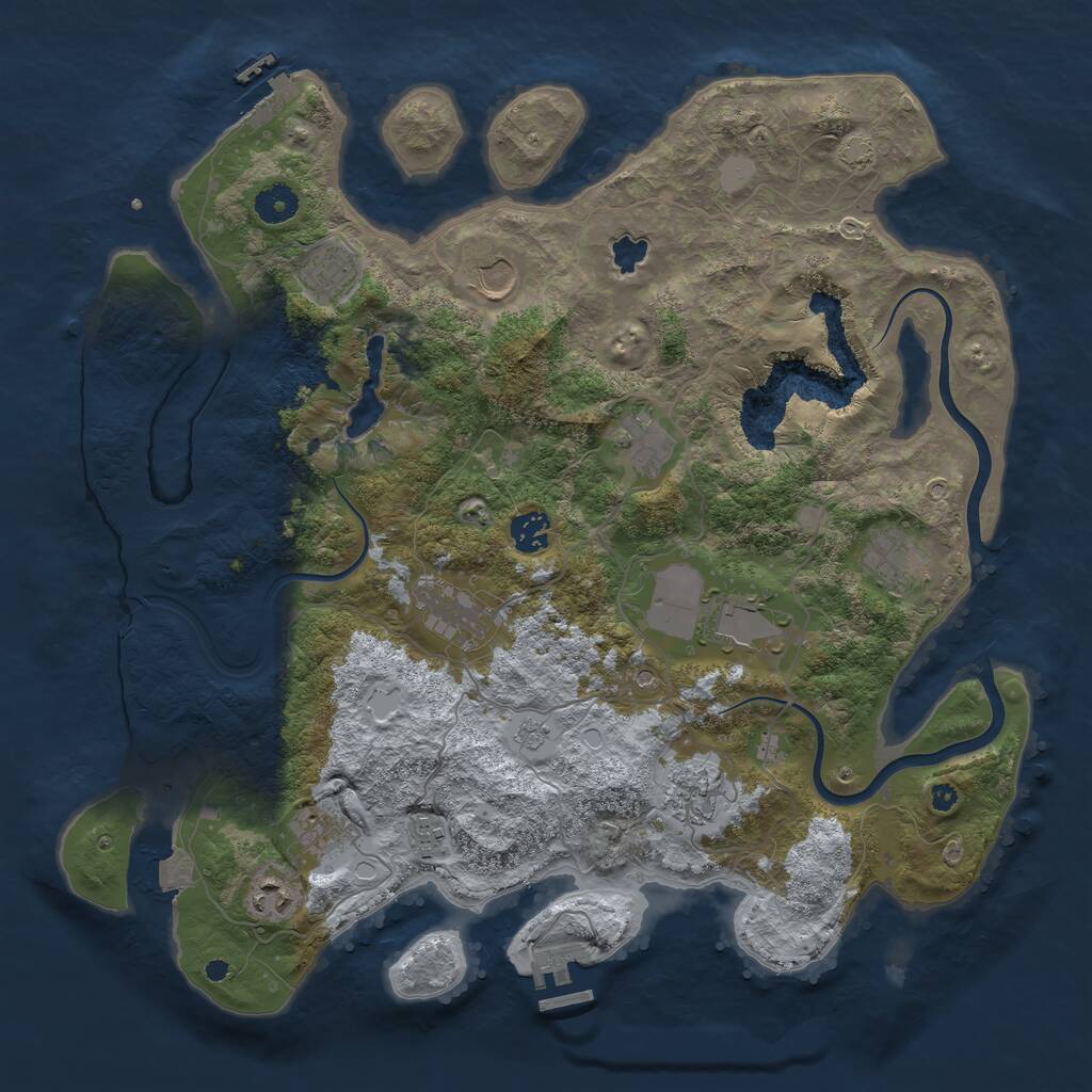 Rust Map: Procedural Map, Size: 4000, Seed: 1326289882, 17 Monuments