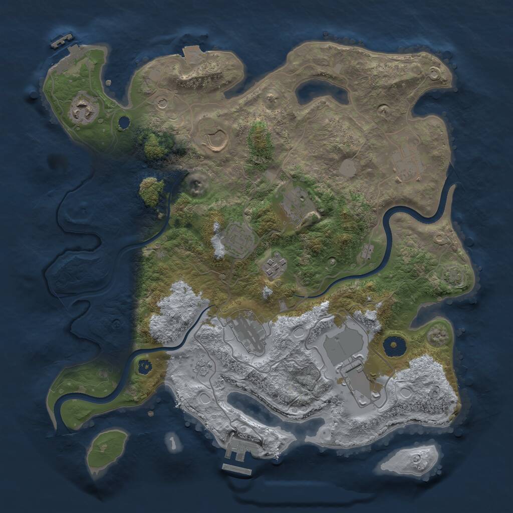 Rust Map: Procedural Map, Size: 3500, Seed: 13371230, 14 Monuments