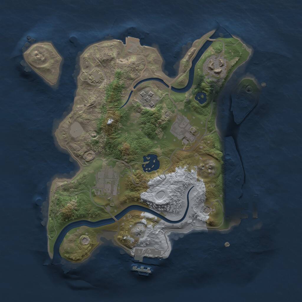Rust Map: Procedural Map, Size: 2500, Seed: 98567, 10 Monuments