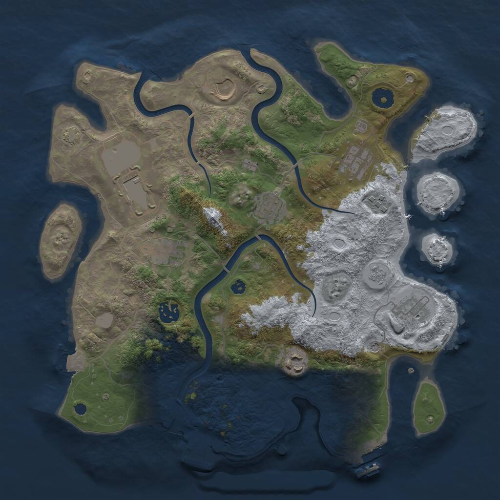 Rust Map: Procedural Map, Size: 3500, Seed: 964884195, 15 Monuments