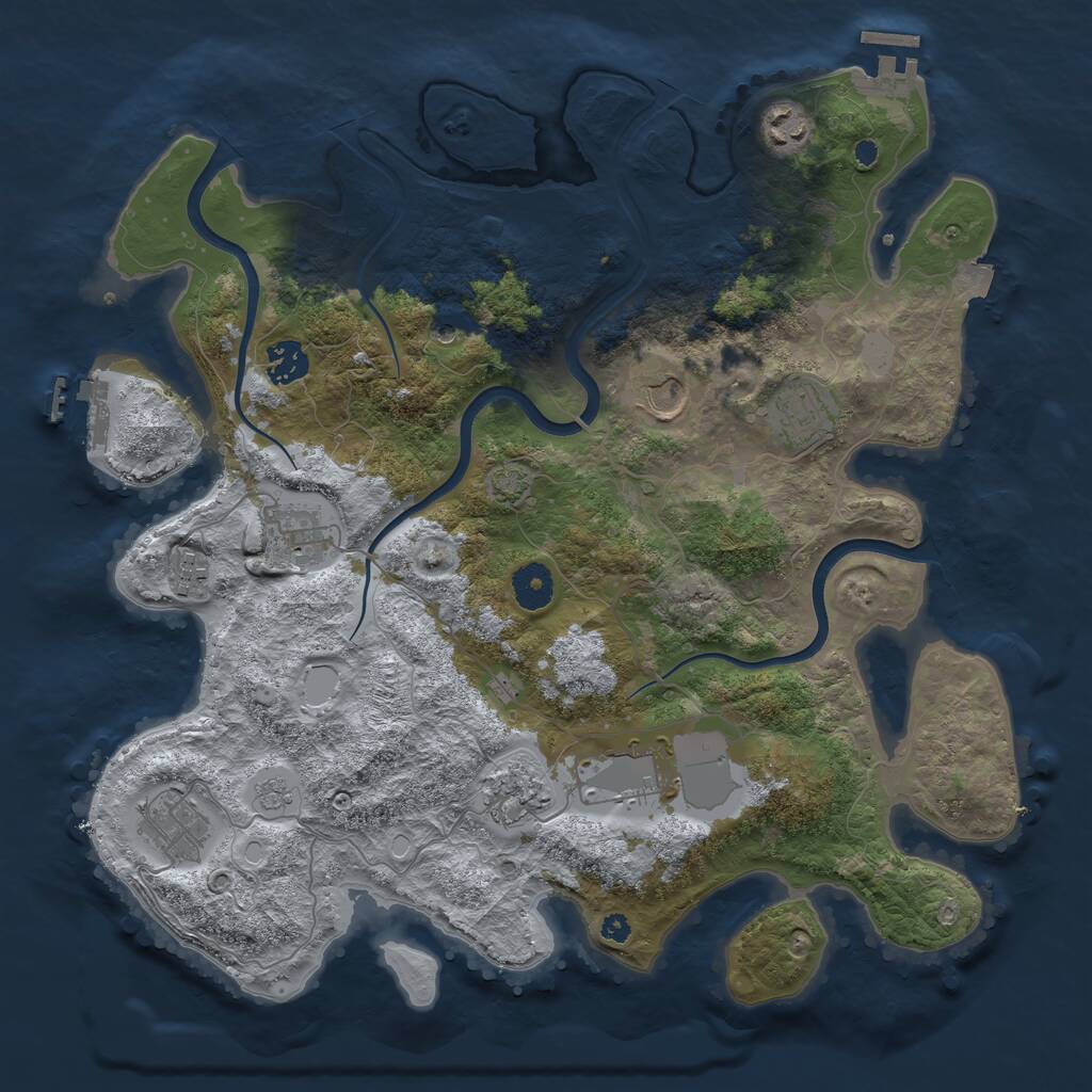 Rust Map: Procedural Map, Size: 3750, Seed: 2012194170, 15 Monuments