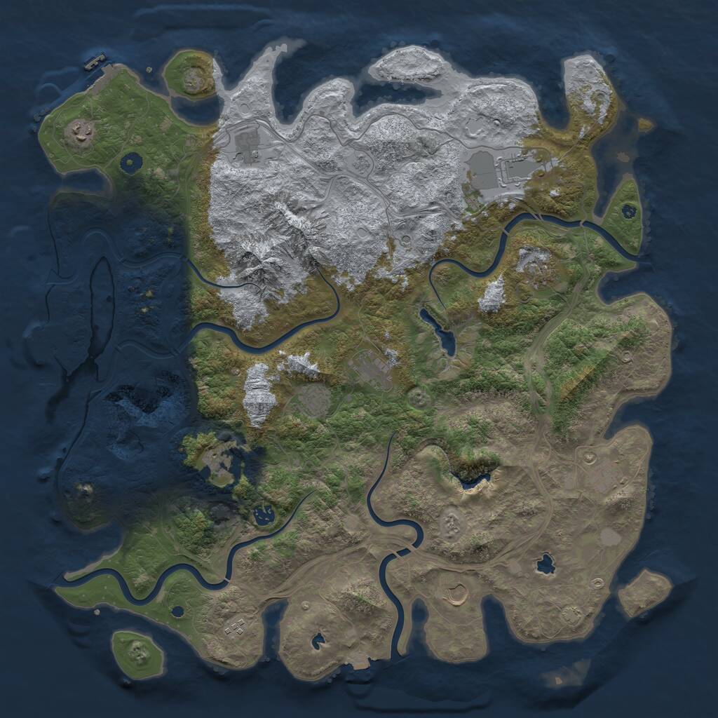 Rust Map: Procedural Map, Size: 5000, Seed: 62541, 17 Monuments