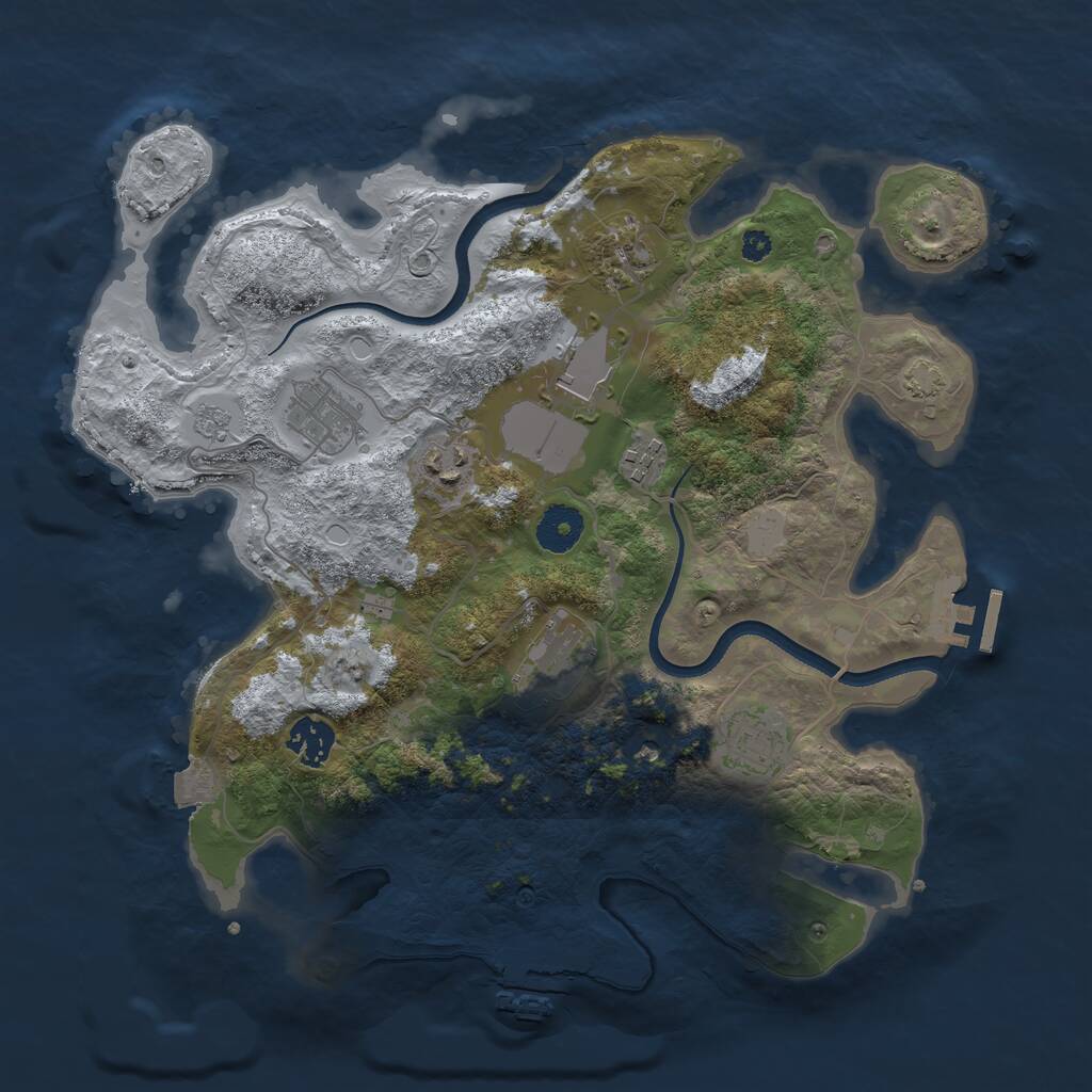 Rust Map: Procedural Map, Size: 3500, Seed: 2026188063, 14 Monuments