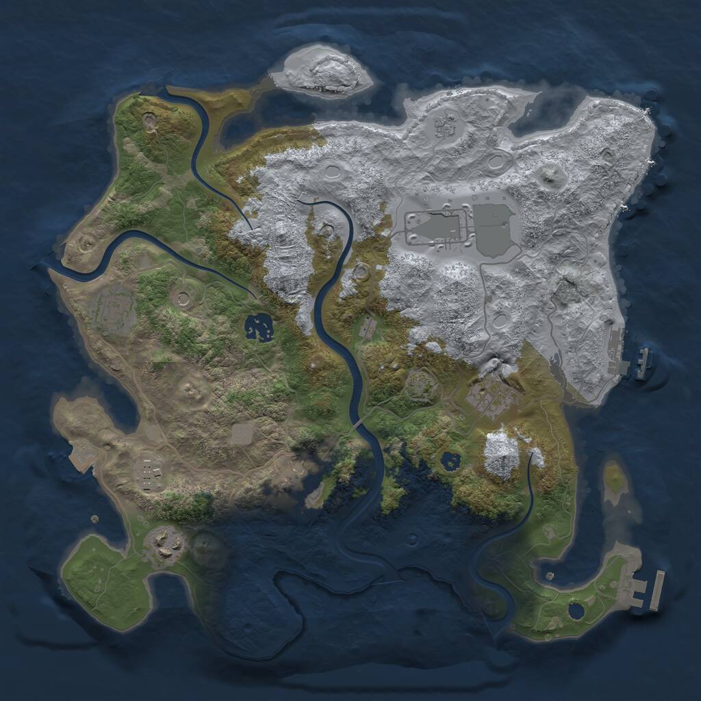 Rust Map: Procedural Map, Size: 3500, Seed: 1214325764, 13 Monuments