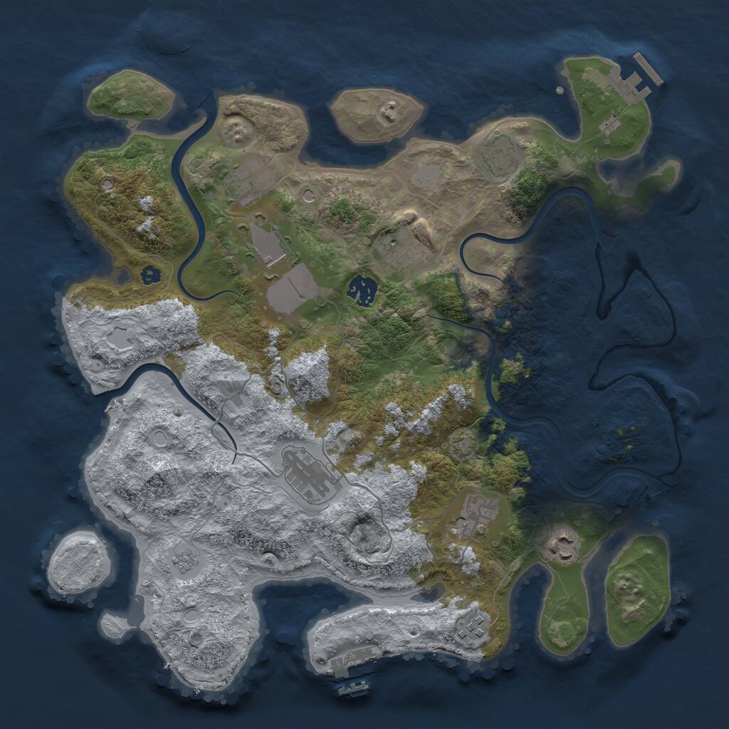 Rust Map: Procedural Map, Size: 3700, Seed: 894465355, 15 Monuments