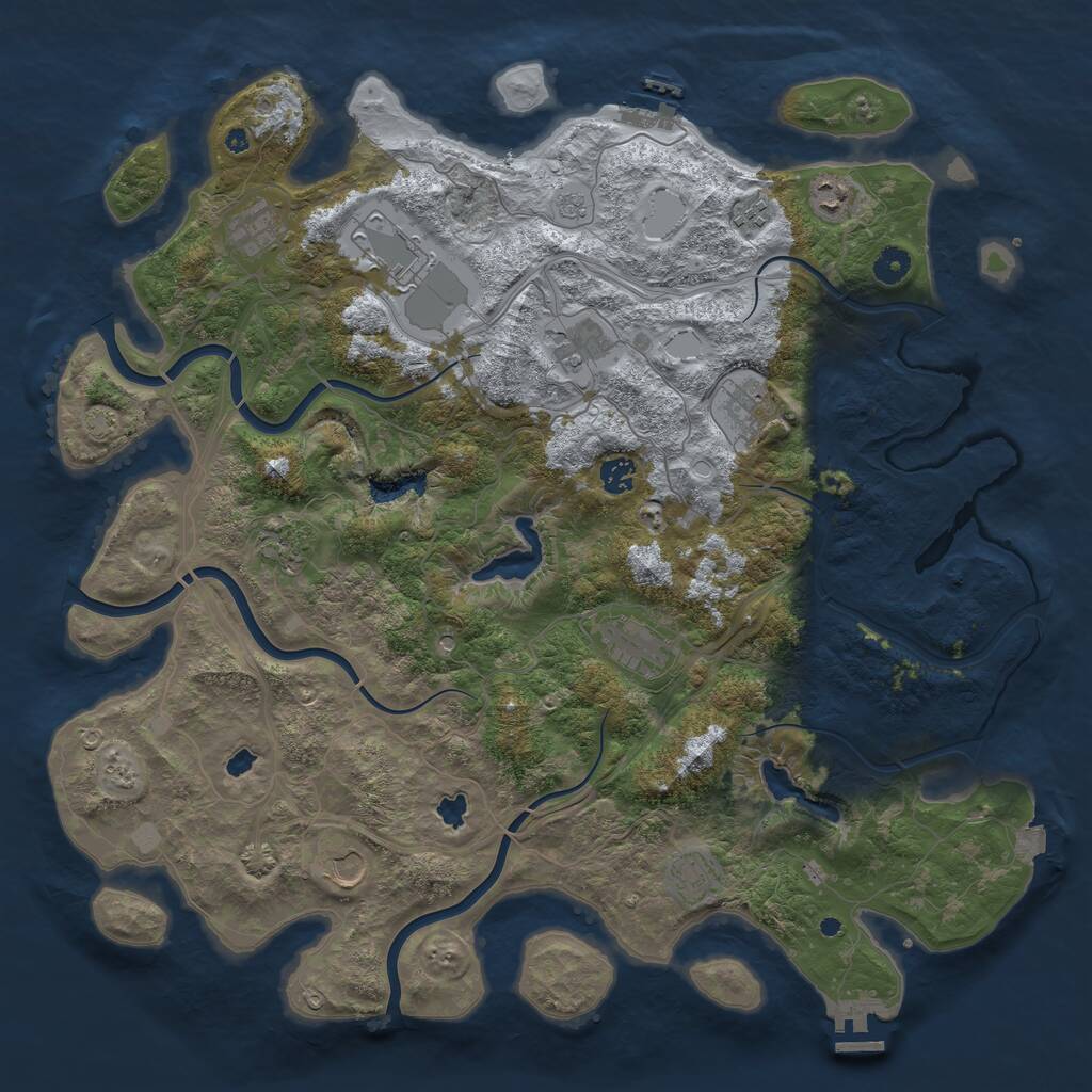Rust Map: Procedural Map, Size: 4500, Seed: 1046791331, 17 Monuments