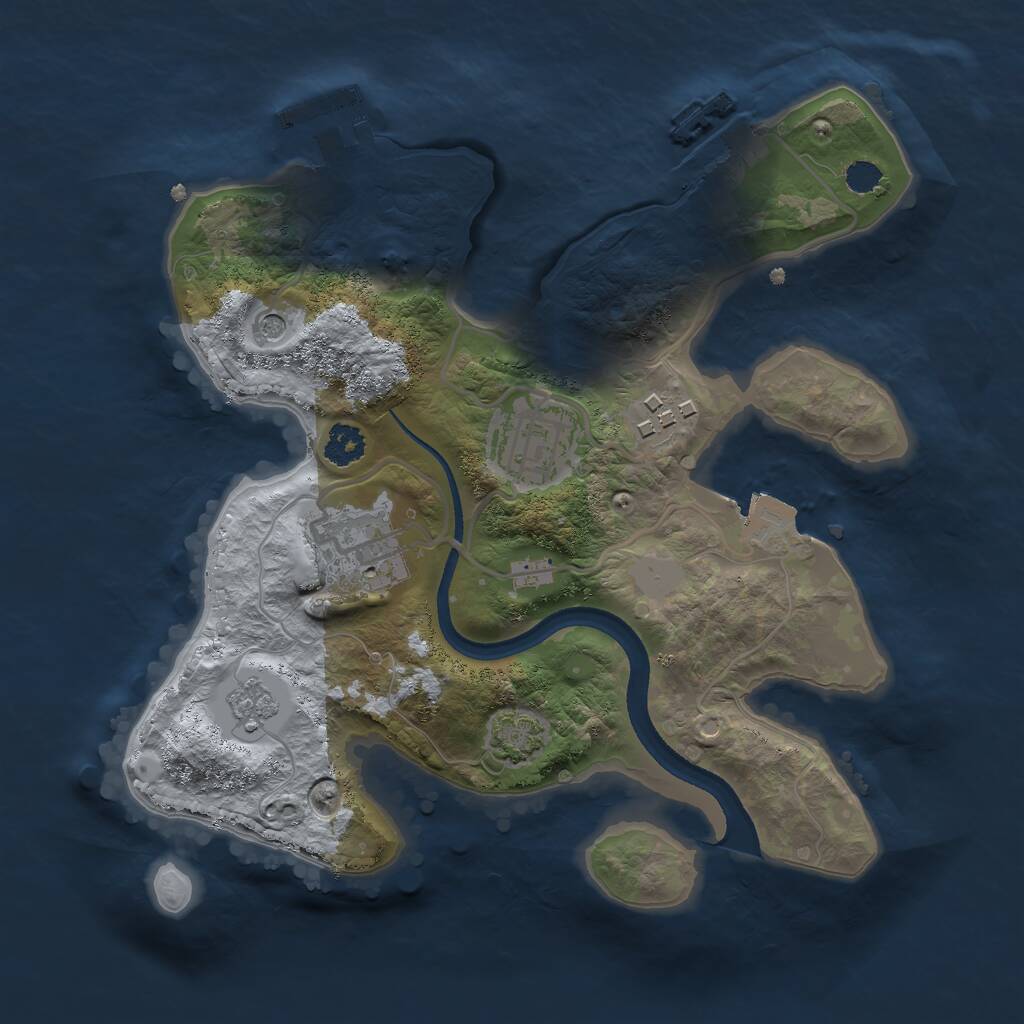 Rust Map: Procedural Map, Size: 2500, Seed: 844032822, 9 Monuments