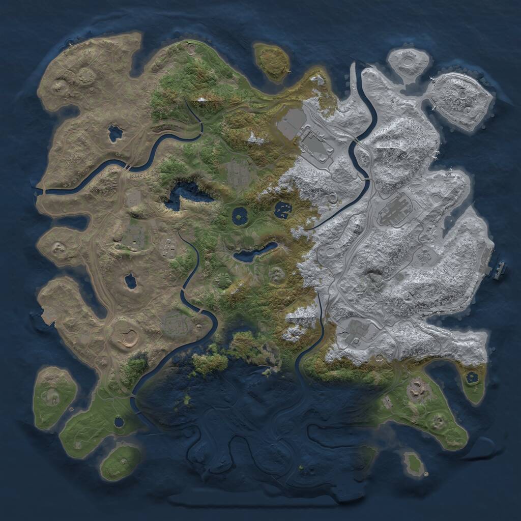 Rust Map: Procedural Map, Size: 4500, Seed: 90293866, 16 Monuments
