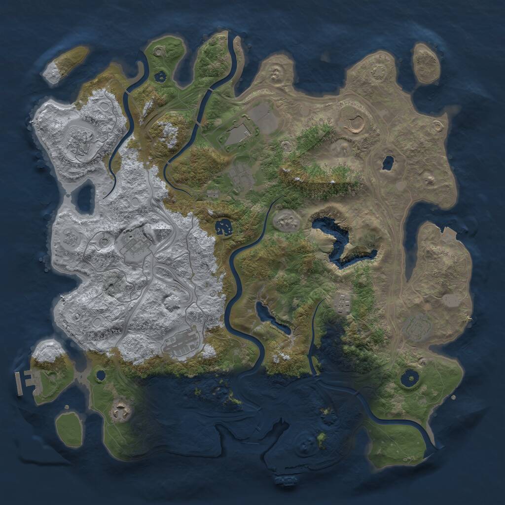 Rust Map: Procedural Map, Size: 4300, Seed: 873380, 16 Monuments