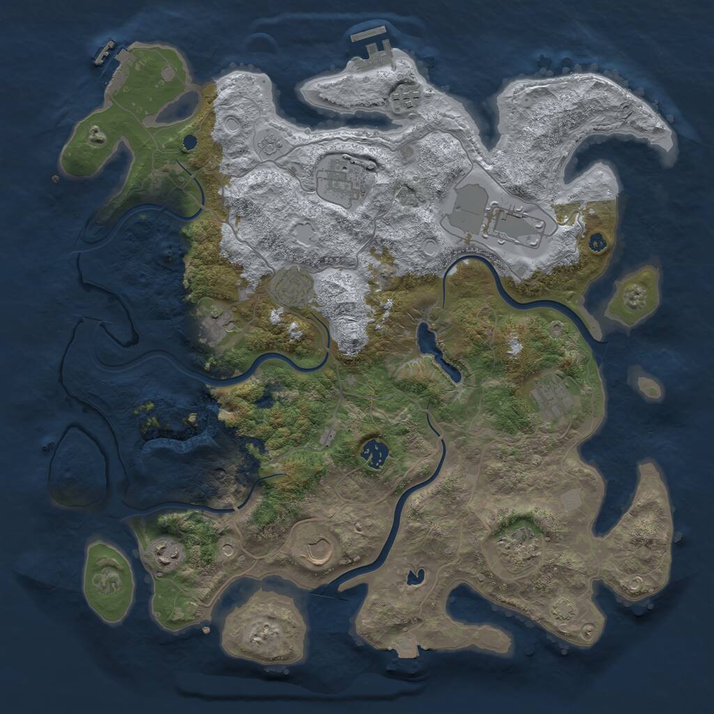 Rust Map: Procedural Map, Size: 4000, Seed: 1291622550, 16 Monuments