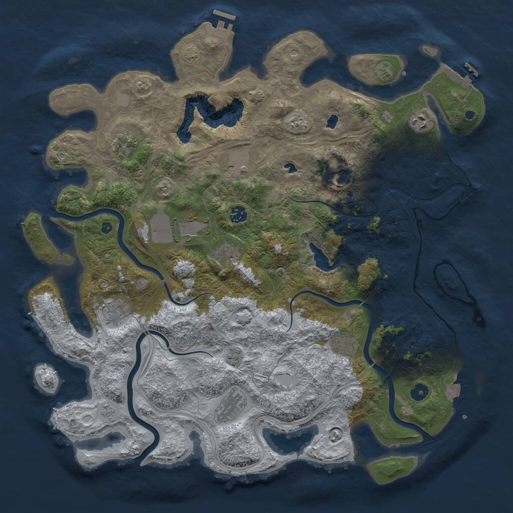 Rust Map: Procedural Map, Size: 4500, Seed: 2000224436, 17 Monuments