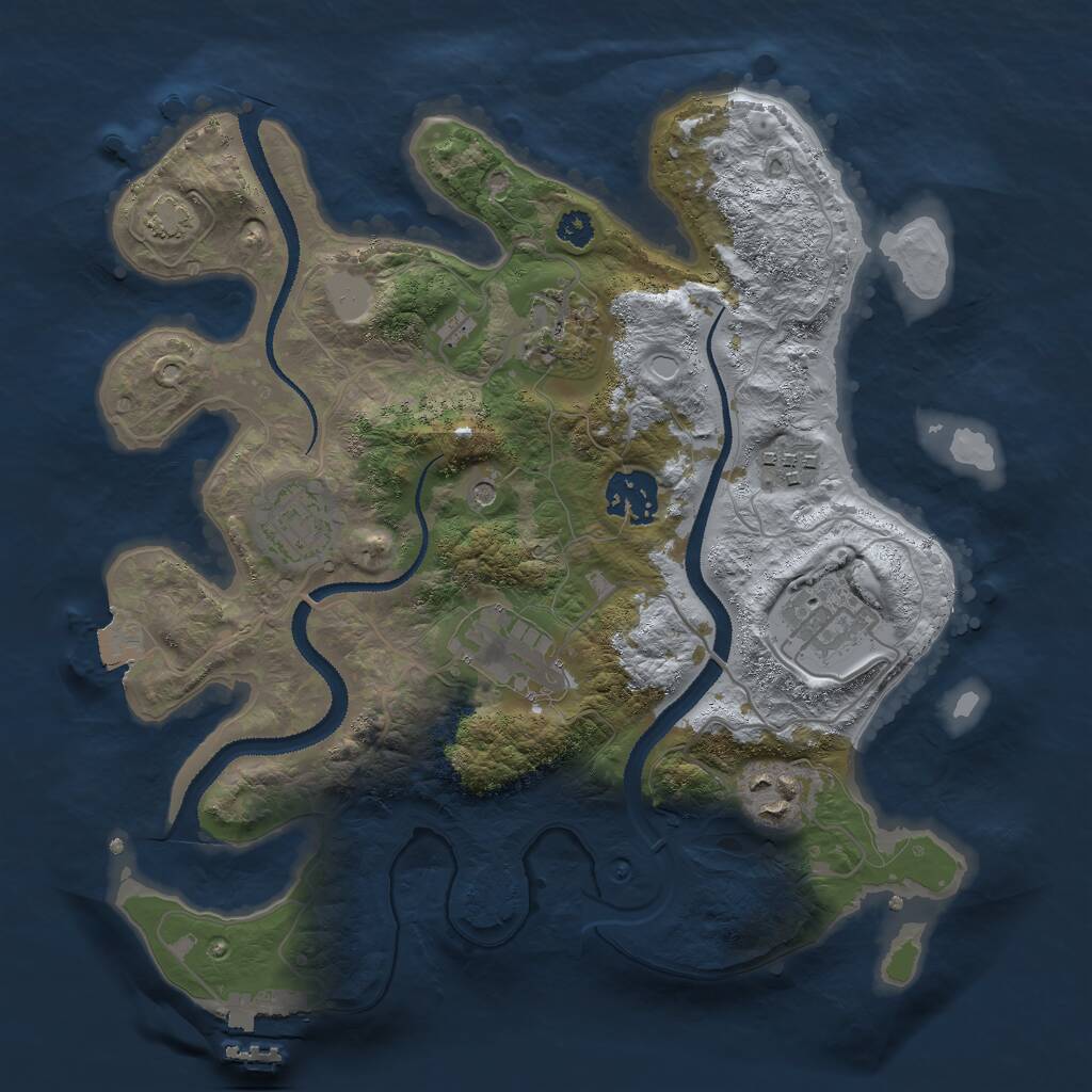Rust Map: Procedural Map, Size: 3000, Seed: 62681759, 11 Monuments